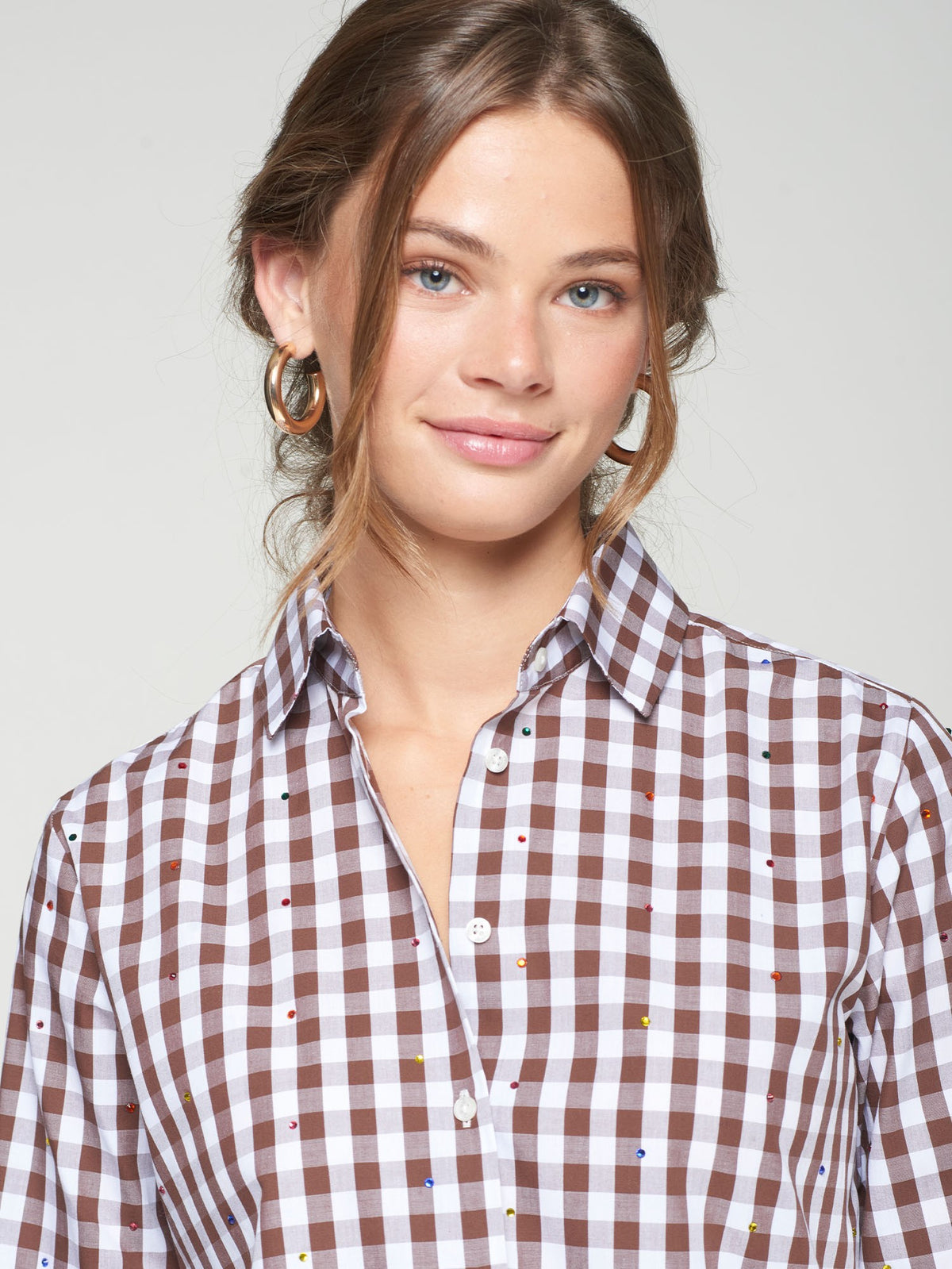 Vilagallo Brown Gingham Shirt