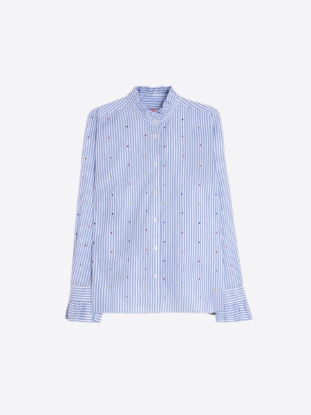 Vilagallo Striped Shirt with Multicoloured Strass