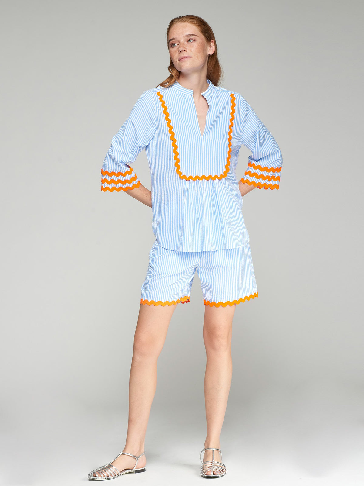 Vilagallo Striped Valerie Blouse