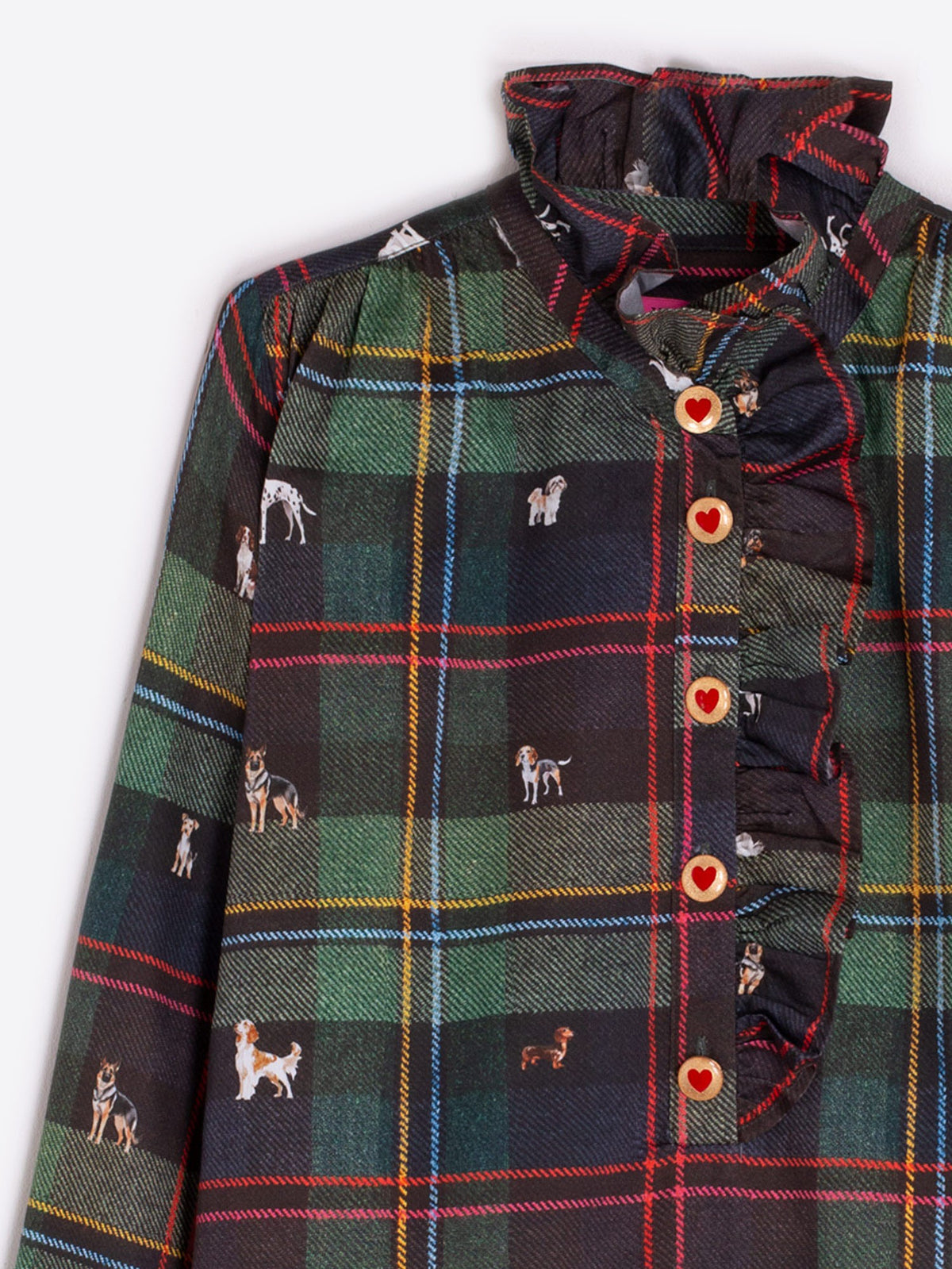 Vilagallo Dog Print Tartan Blouse