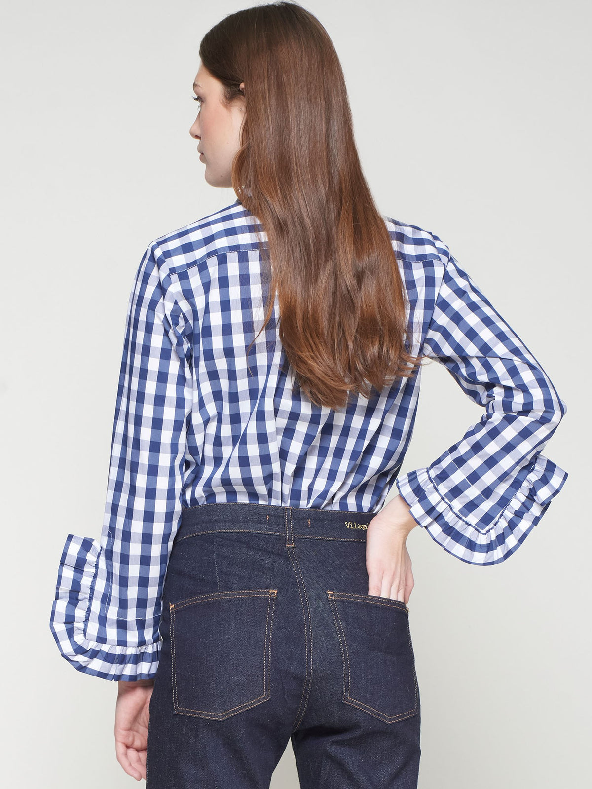 Vilagallo Vichy Check Shirt With Ruffle Cuff