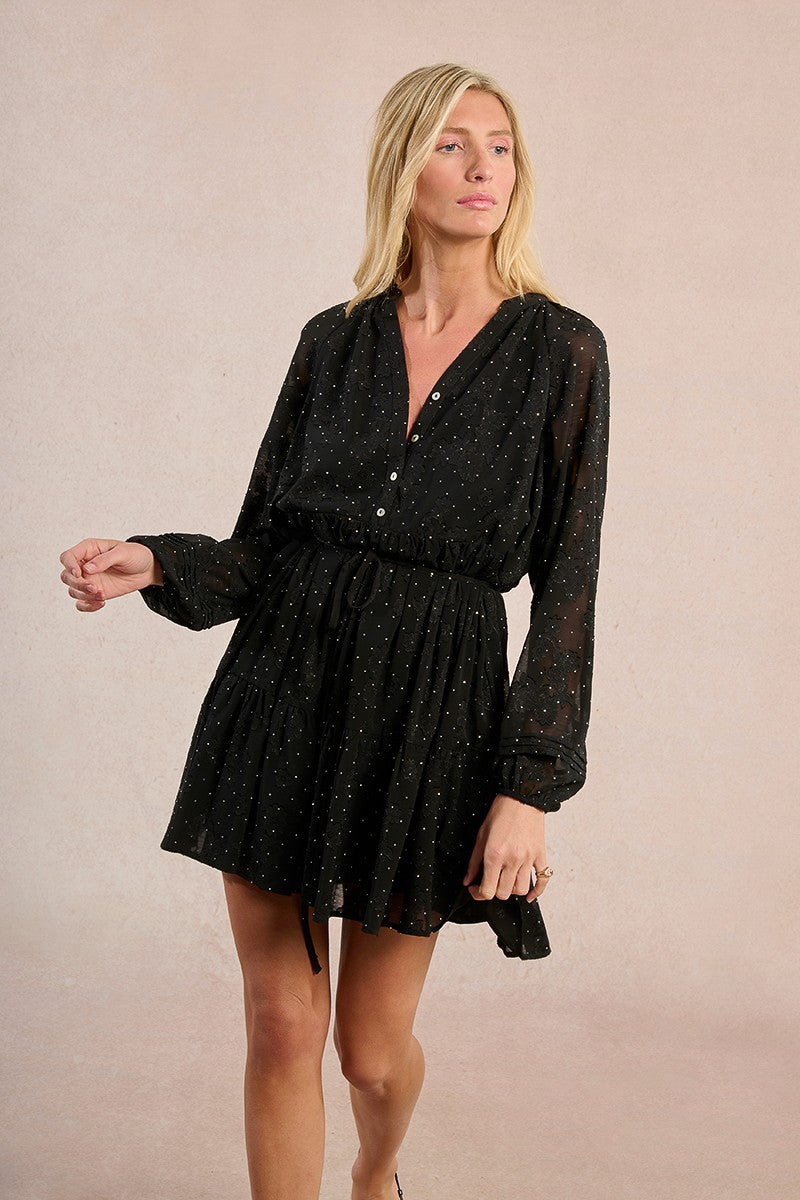 Molly Bracken Black Short Buttoned Dress