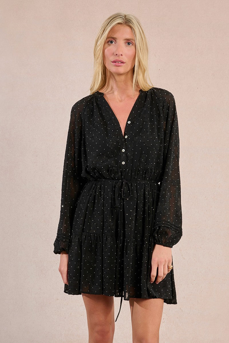 Molly Bracken Black Short Buttoned Dress