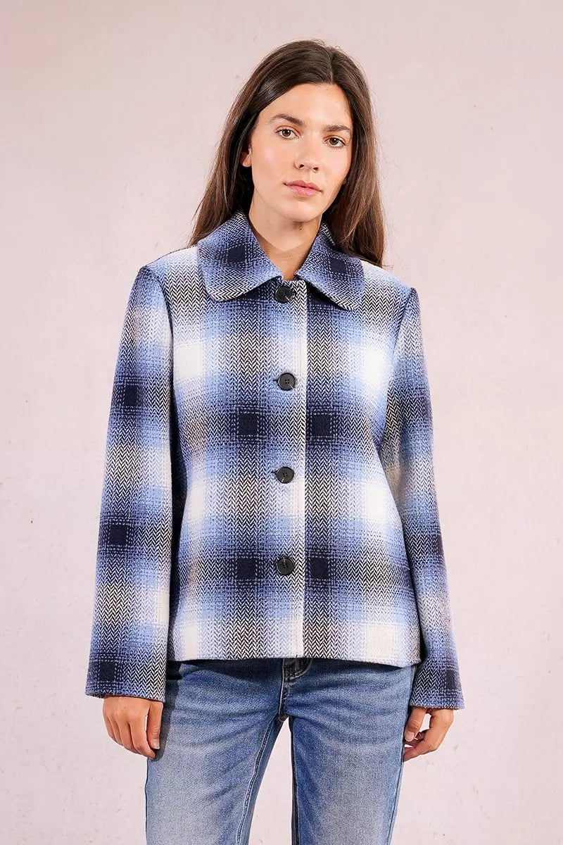 Molly Bracken Navy Blue Plaid Jacket