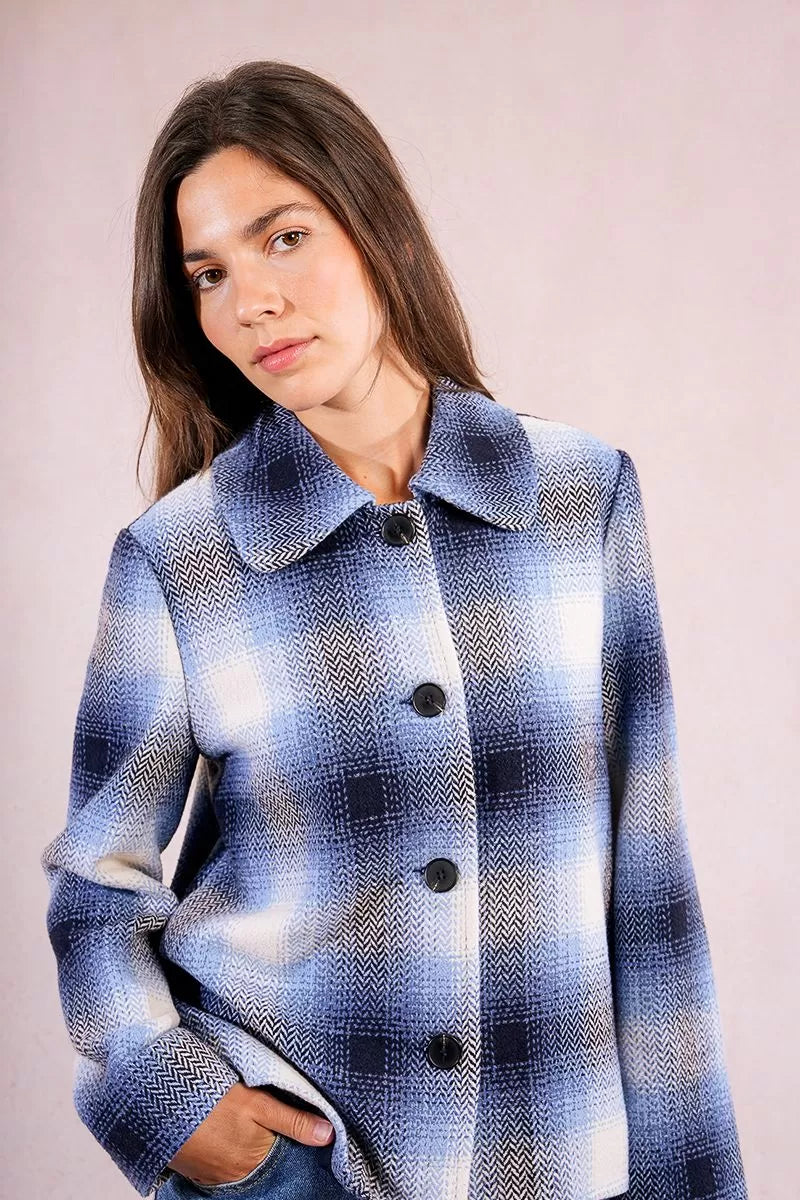 Molly Bracken Navy Blue Plaid Jacket