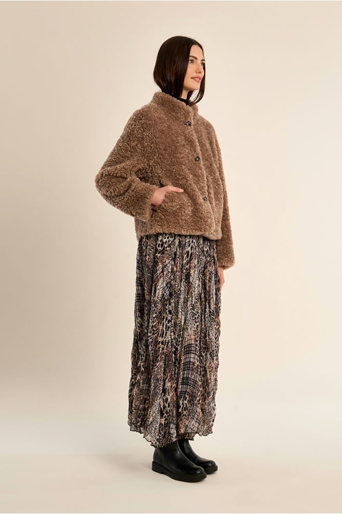 Molly Bracken Short Imitation Sheepskin Jacket