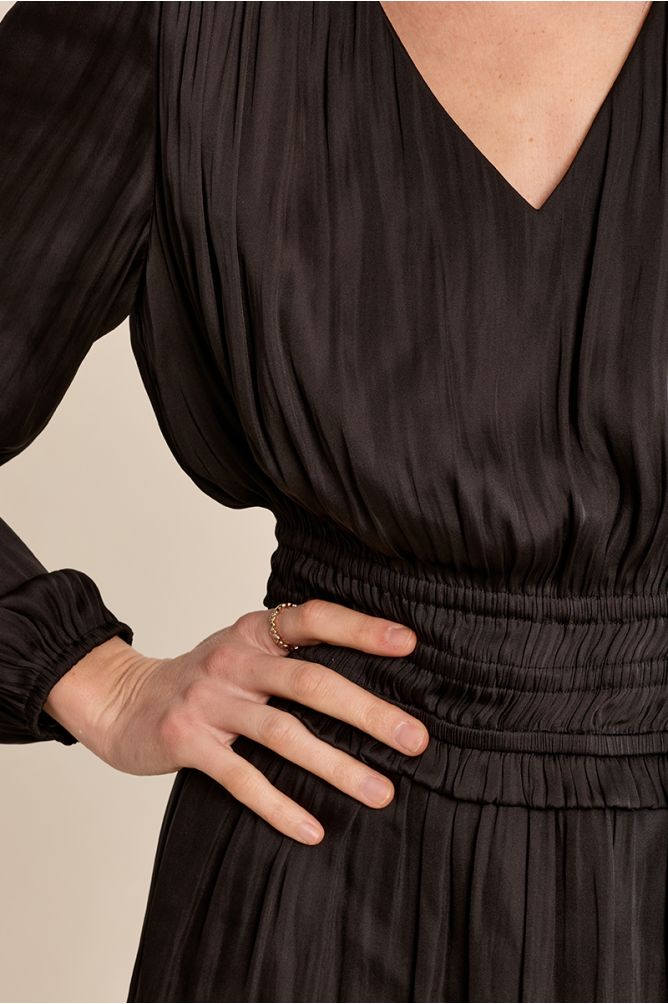 Molly Bracken Short Black Satin Dress