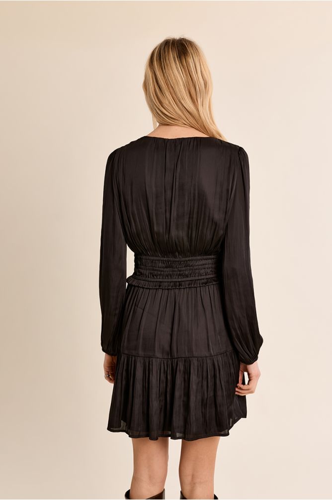 Molly Bracken Short Black Satin Dress