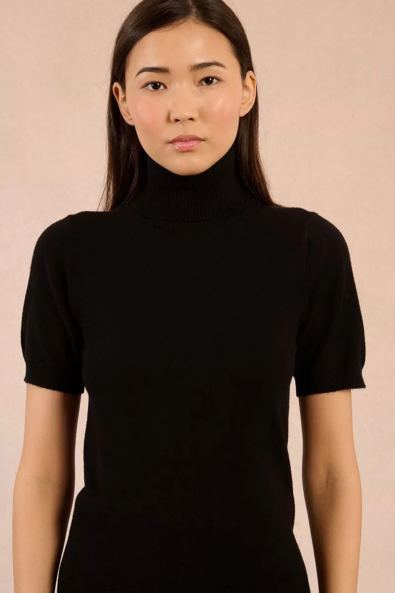 Molly Bracken Short Sleeved Black Turtleneck Sweater