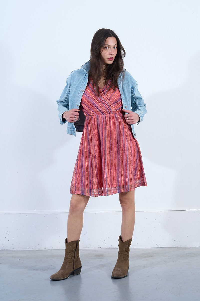 Lili Sidonio Multi Coloured Wrap Mini Dress