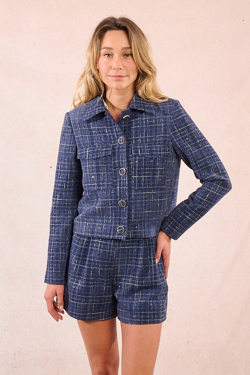 Molly Bracken Short Tweed Blue Jacket