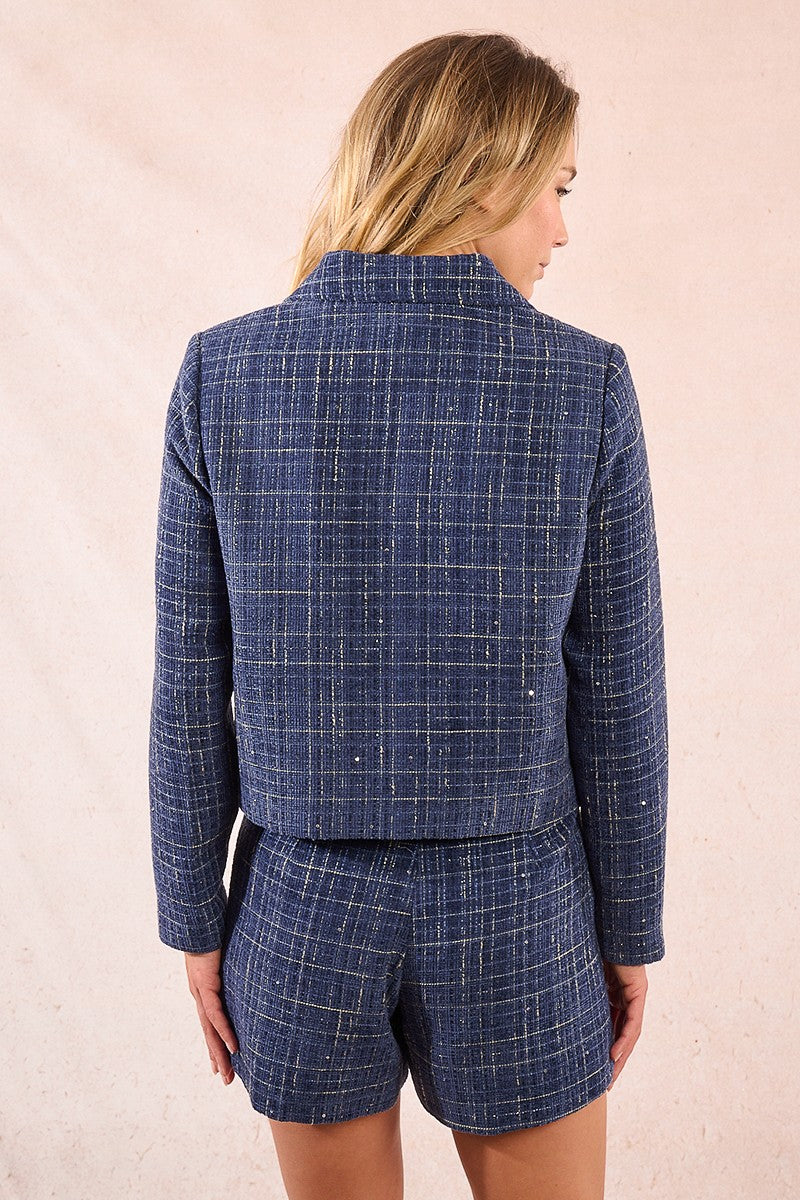 Molly Bracken Short Tweed Blue Jacket