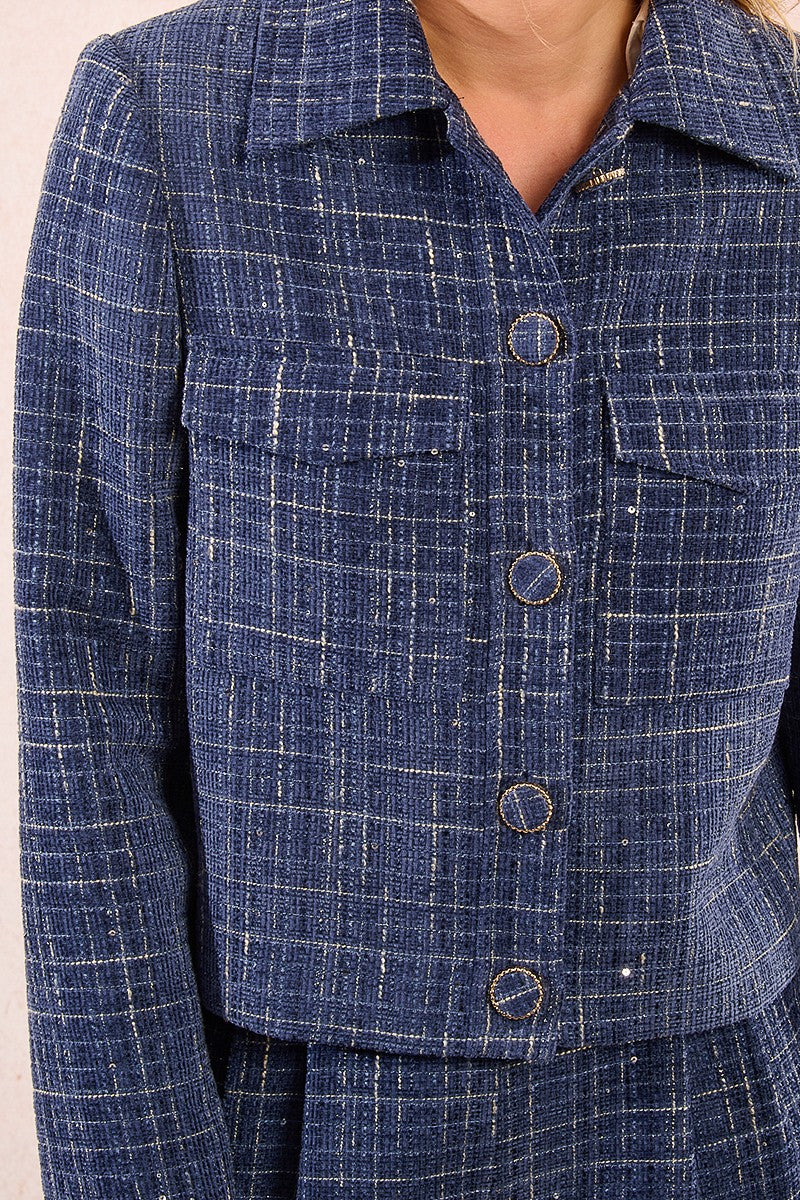 Molly Bracken Short Tweed Blue Jacket