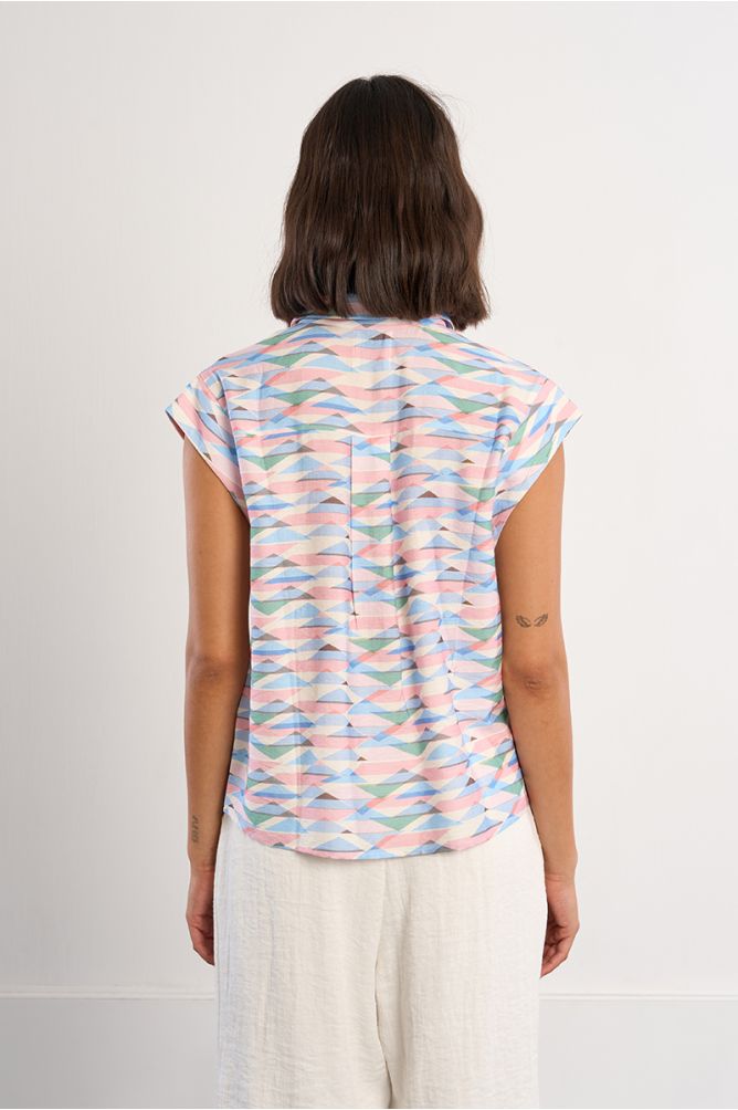 Molly Bracken Sleeveless Blouse With Geometric Print