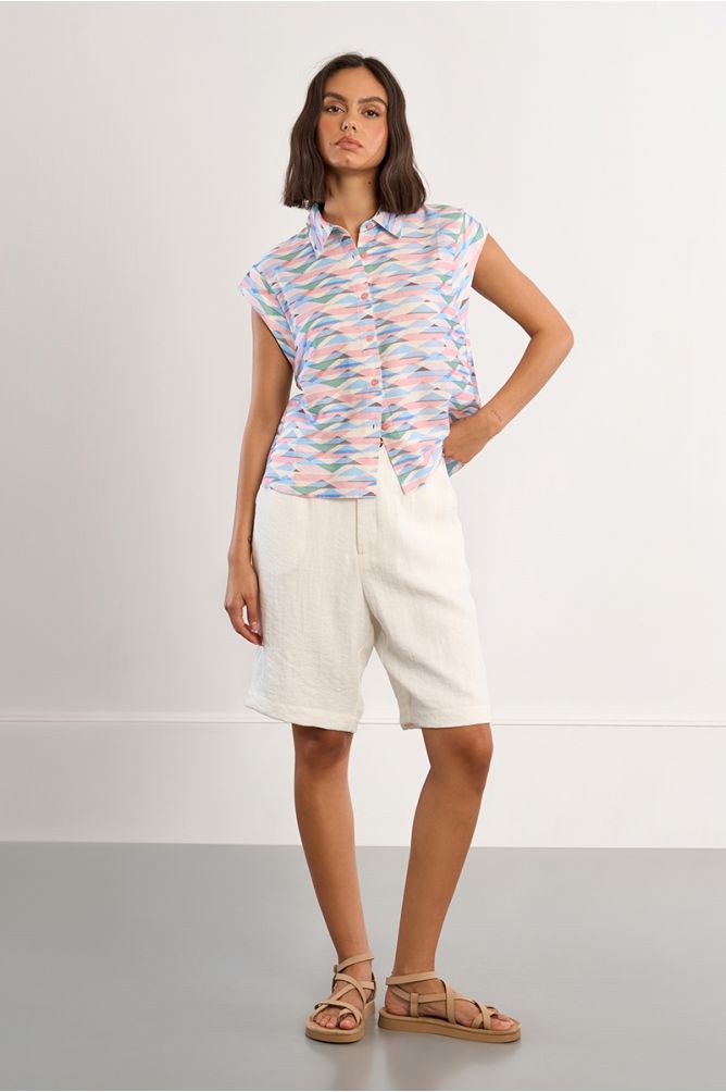 Molly Bracken Sleeveless Blouse With Geometric Print