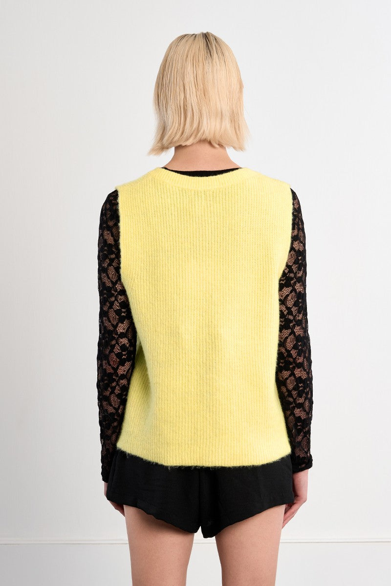 Molly Bracken Yellow Sleeveless Buttoned Cardigan