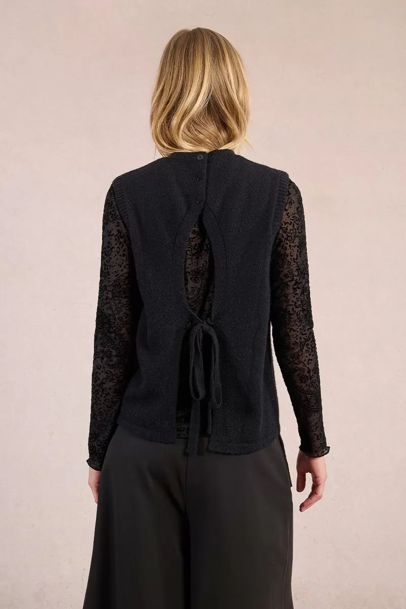 Molly Bracken Sleeveless Black Sweater With Open Back