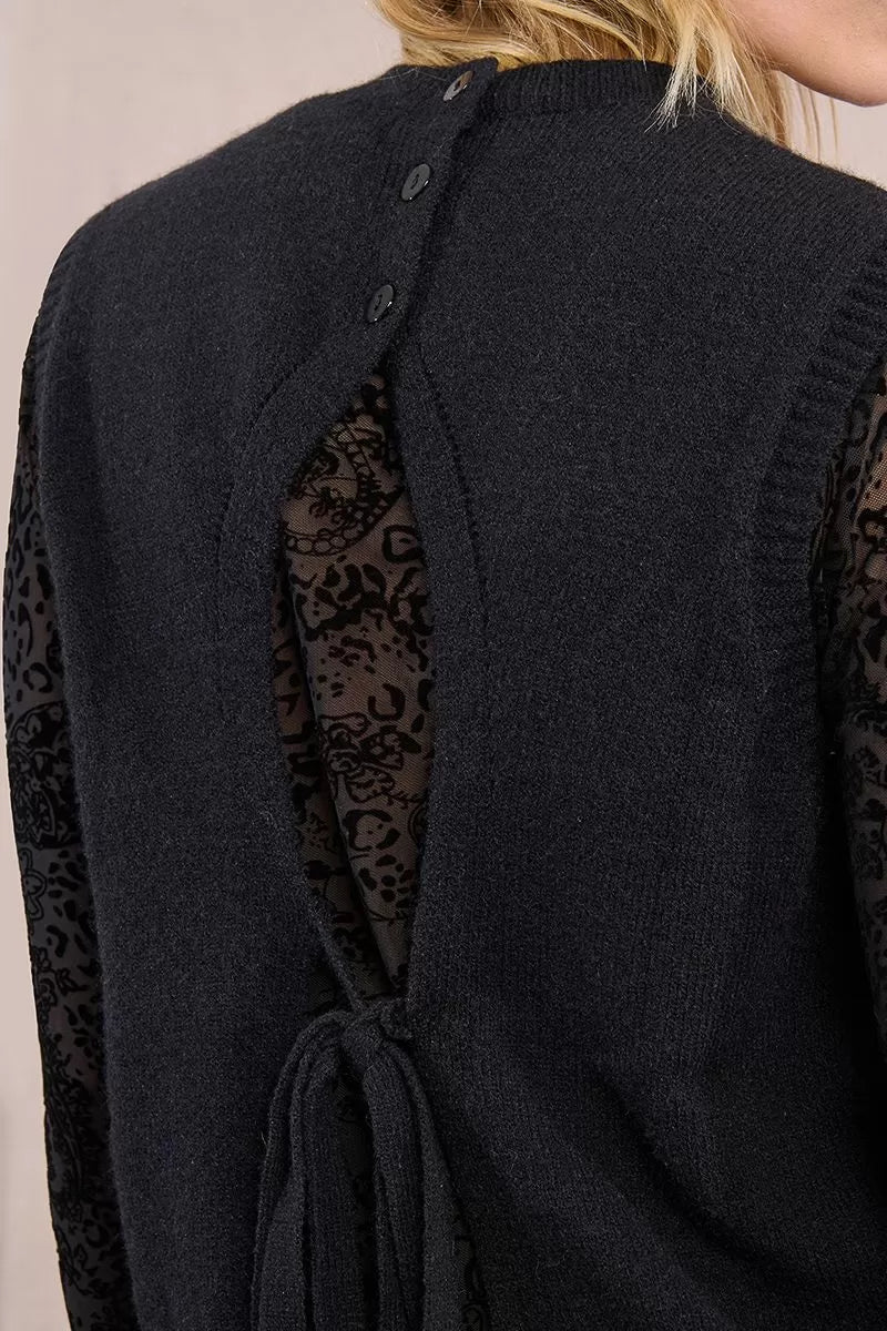 Molly Bracken Sleeveless Black Sweater With Open Back