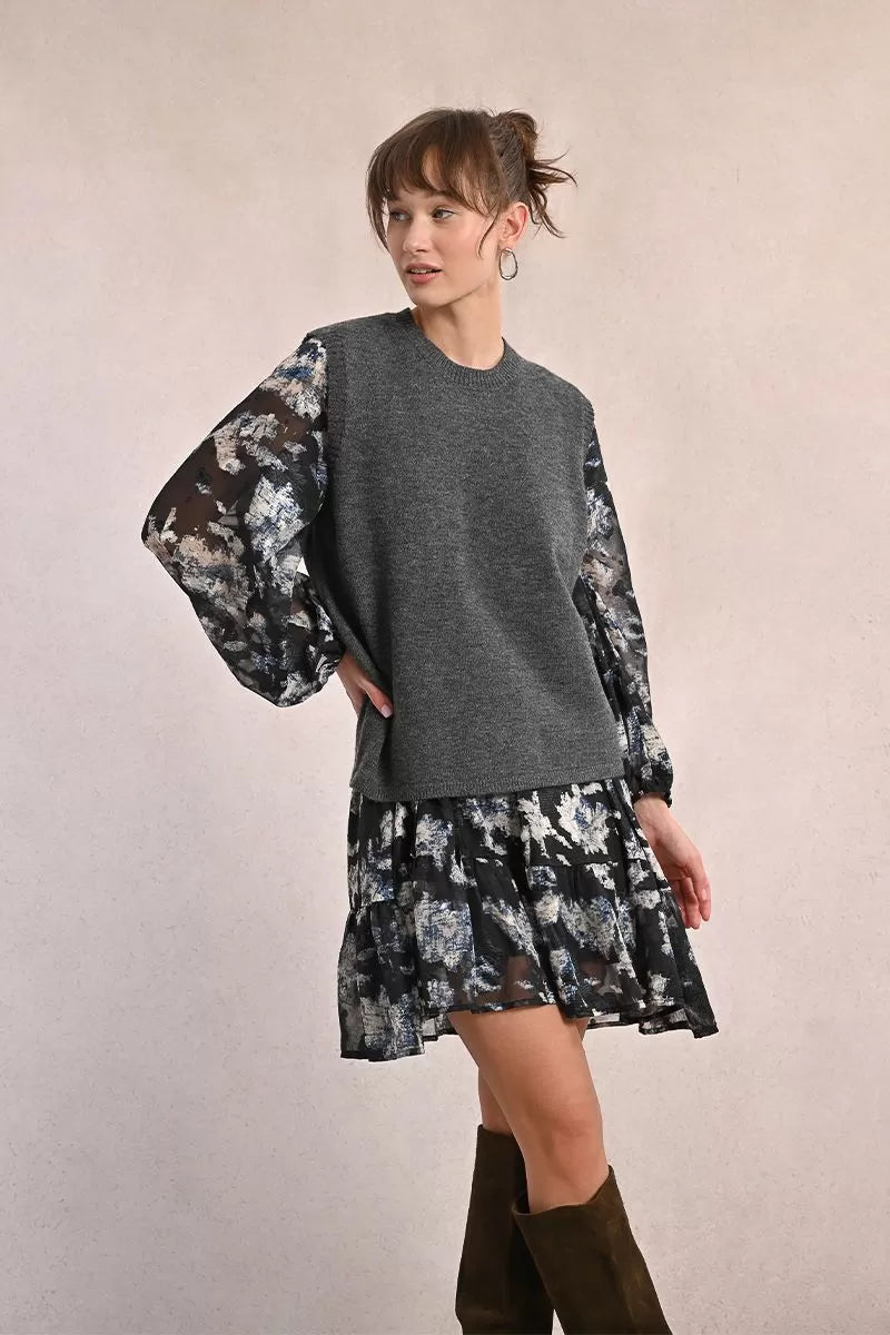 Molly Bracken Dark Grey Sweater With Open Back