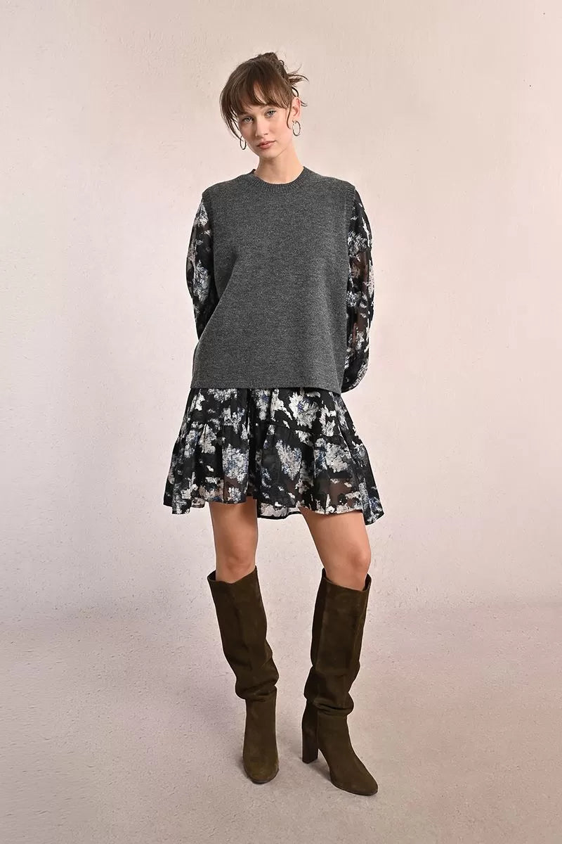 Molly Bracken Dark Grey Sweater With Open Back