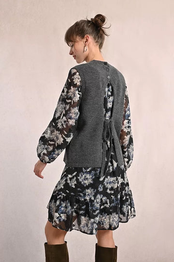 Molly Bracken Dark Grey Sweater With Open Back