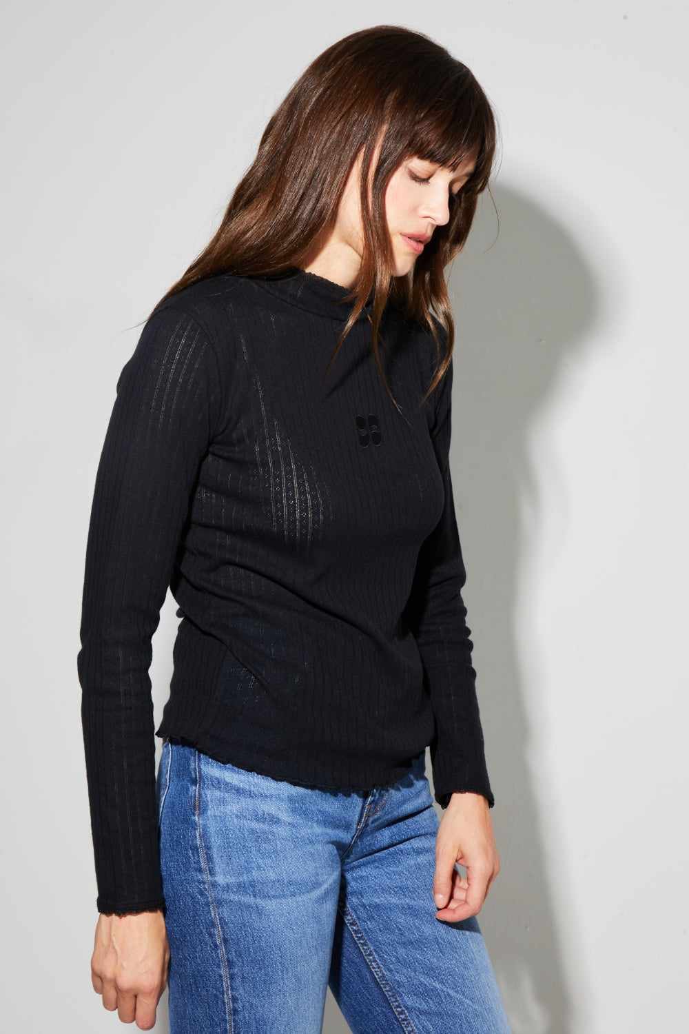 IMPREVU Fitted Black Lace Lolo Pullover