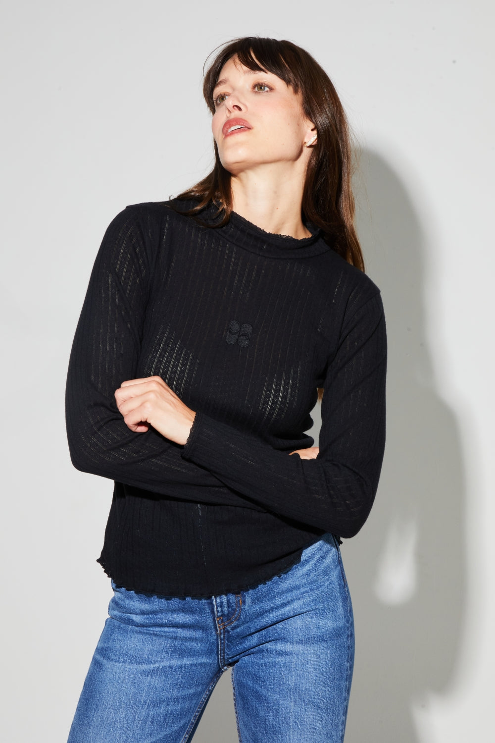 IMPREVU Fitted Black Lace Lolo Pullover