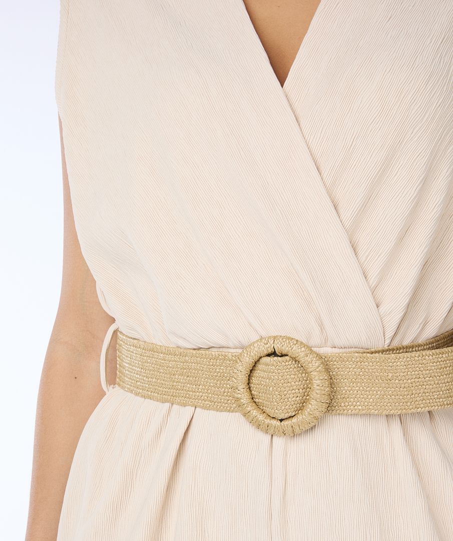 Esqualo Light Sand Fancy Crinkle Jumpsuit