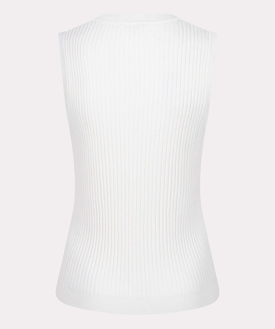 Esqualo Off White Sleeveless Ribbed Top