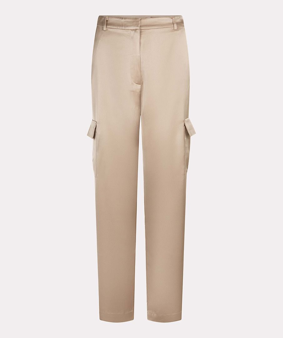 Esqualo Gold Satin Cargo Style Trousers
