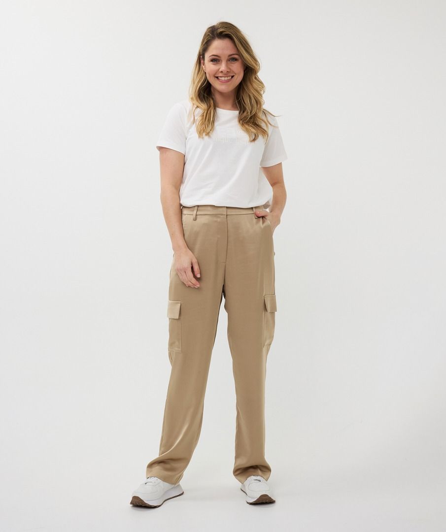 Esqualo Gold Satin Cargo Style Trousers