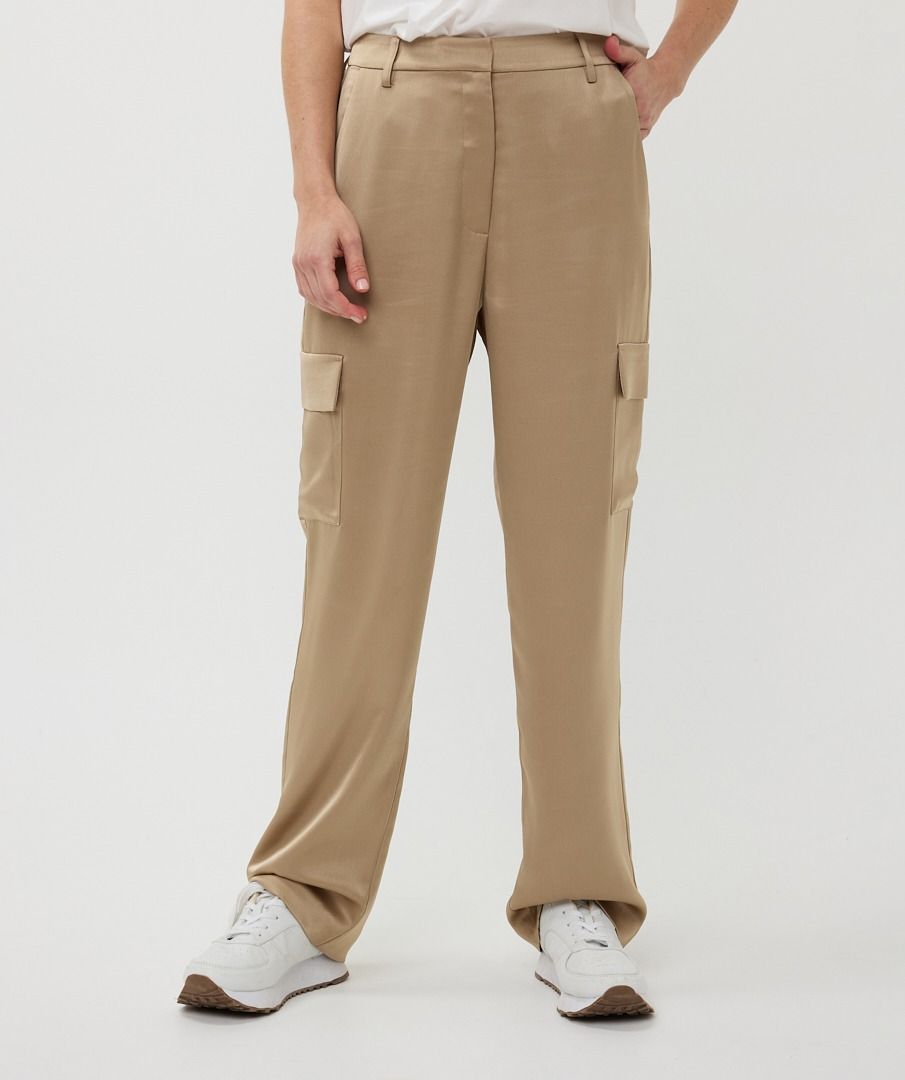 Esqualo Gold Satin Cargo Style Trousers