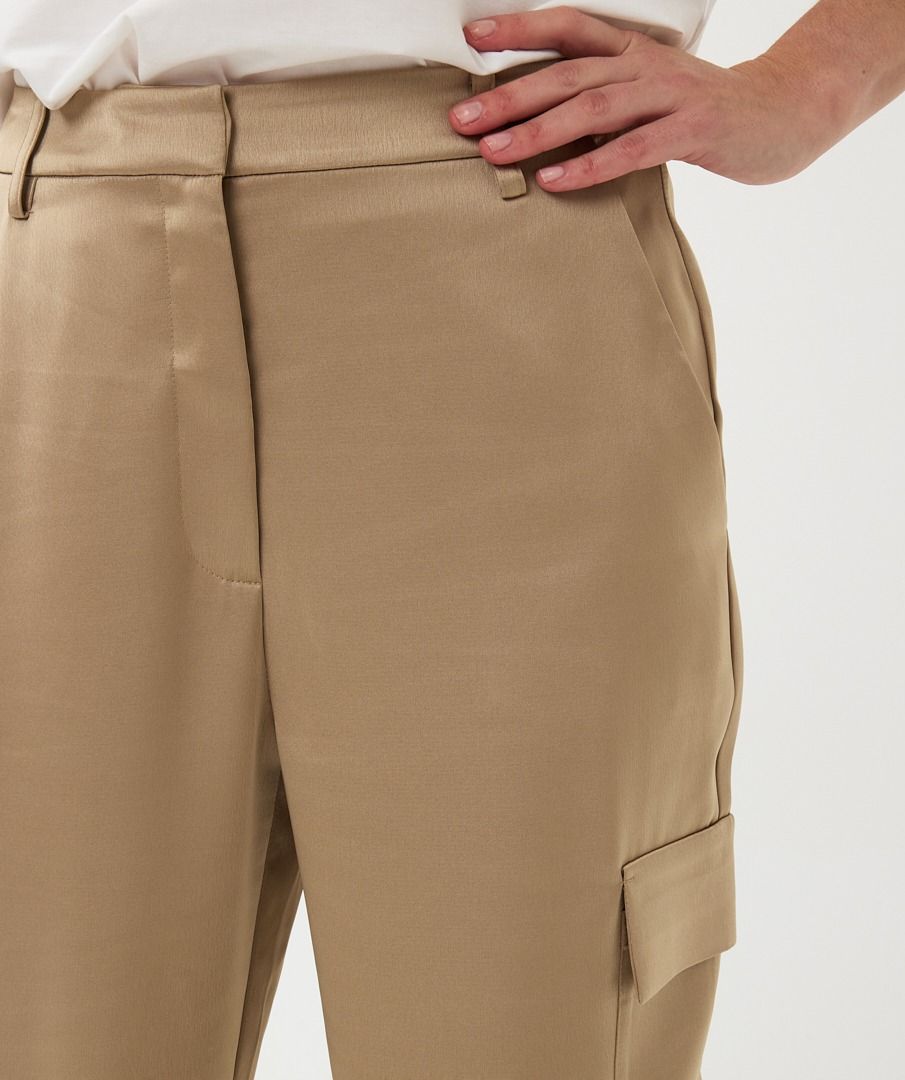 Esqualo Gold Satin Cargo Style Trousers