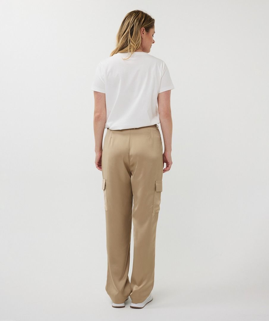 Esqualo Gold Satin Cargo Style Trousers