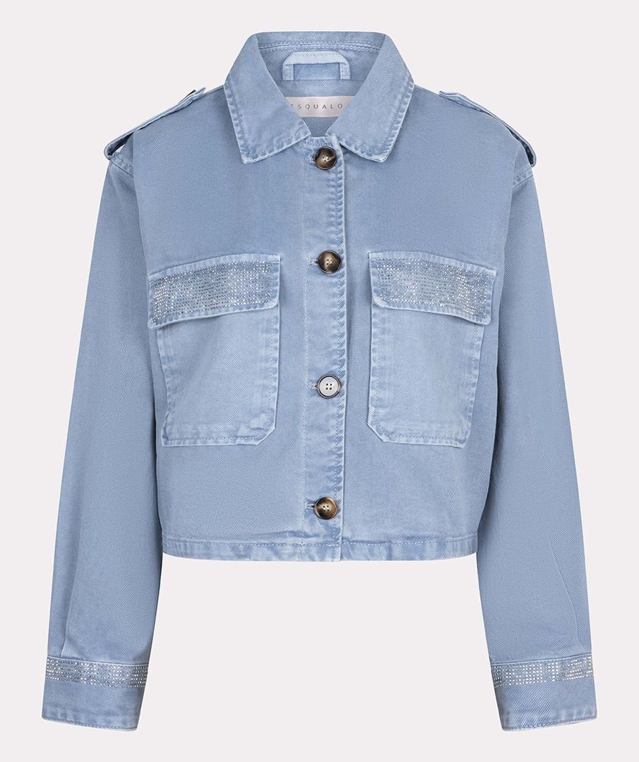 Esqualo Mid Blue Jacket Wide Stud Jeans