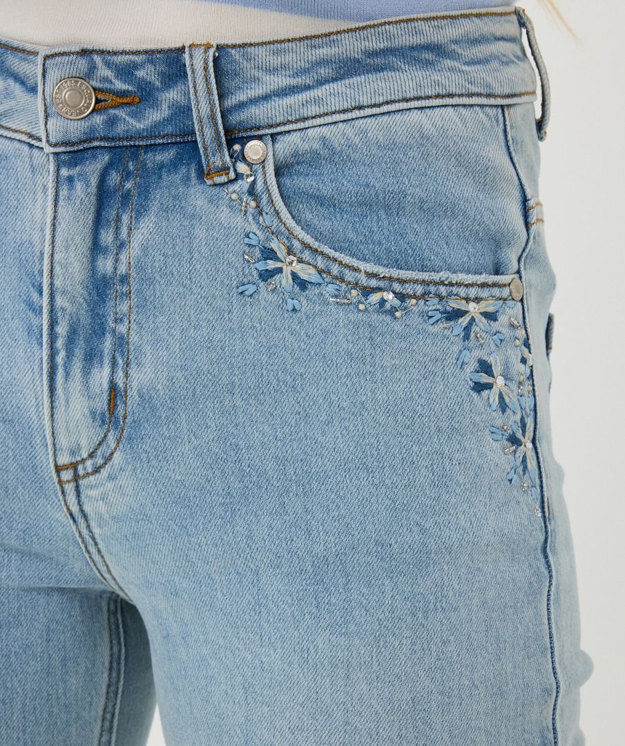 Esqualo Light Blue Embroidered Jeans