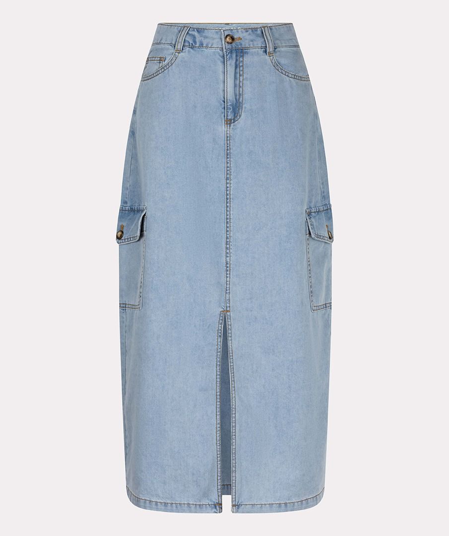 Esqualo Mid Blue Midi Jean Skirt