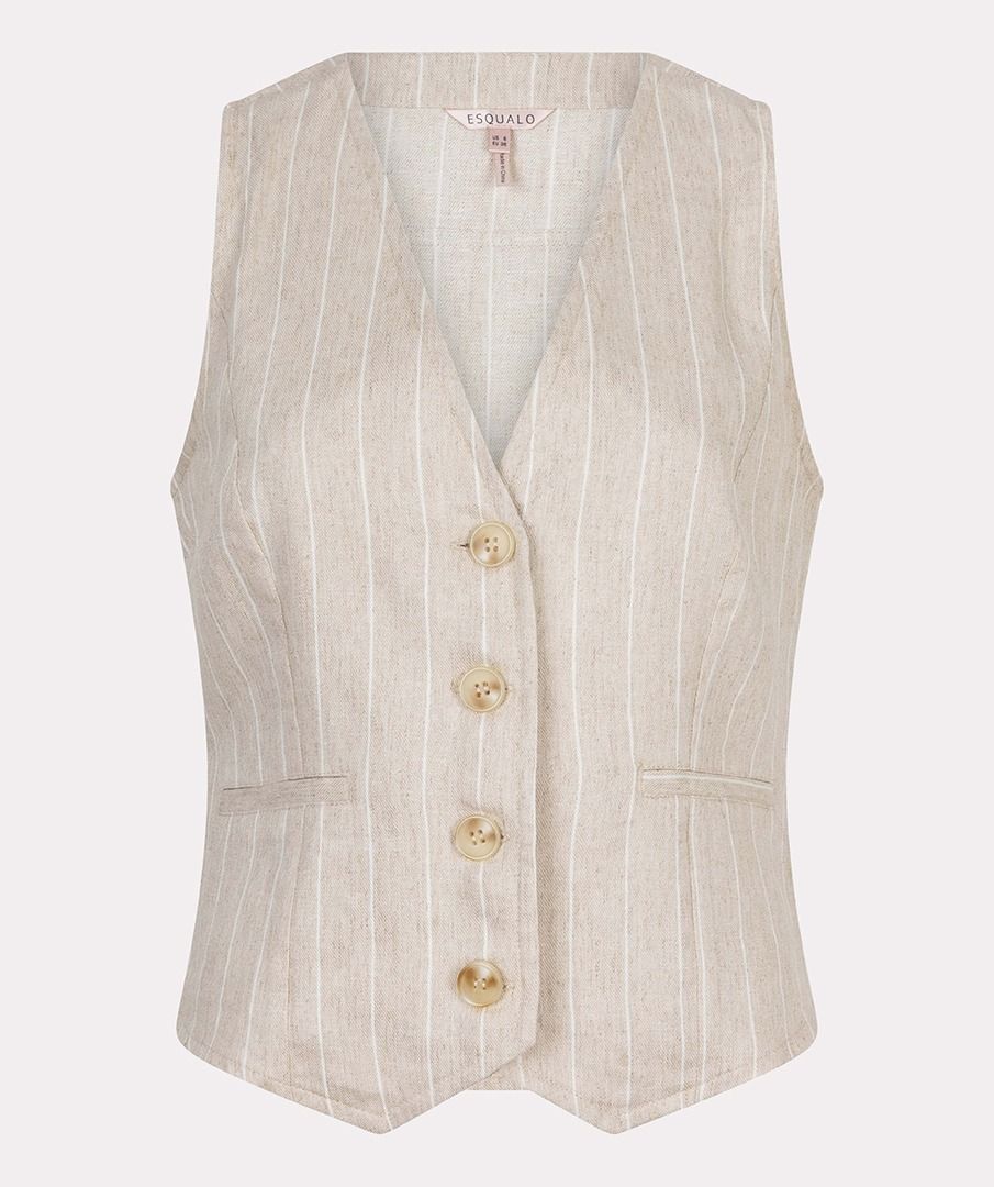 Esqualo Sand Linen Stripe Vest