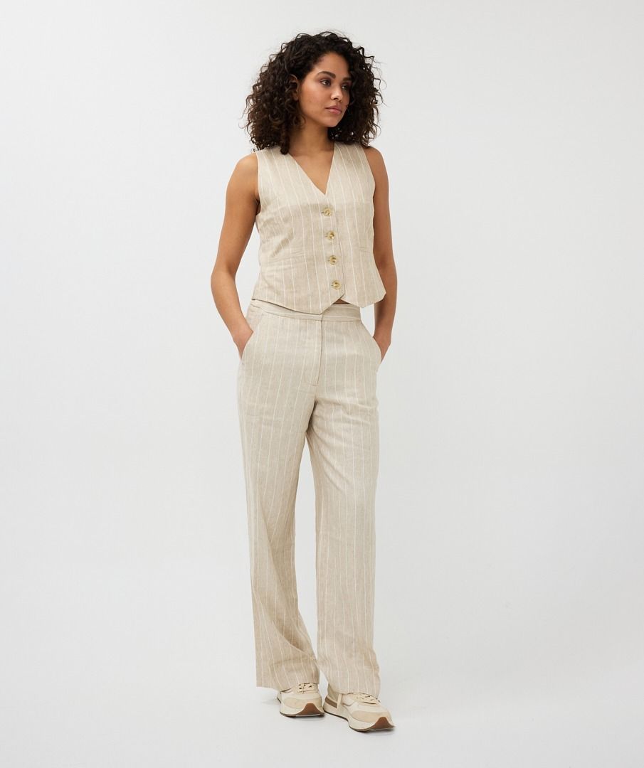 Esqualo Sand Linen Stripe Vest