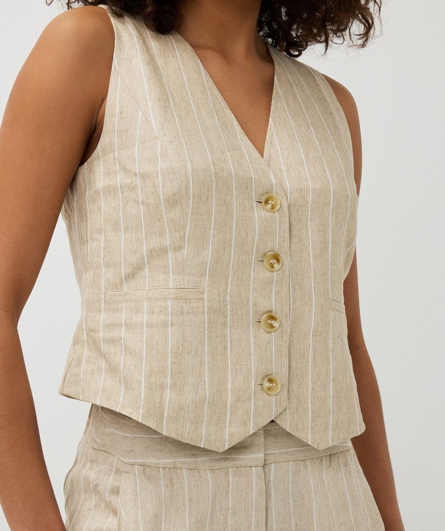 Esqualo Sand Linen Stripe Vest