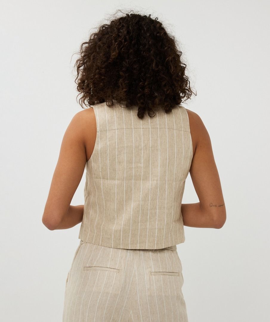 Esqualo Sand Linen Stripe Vest