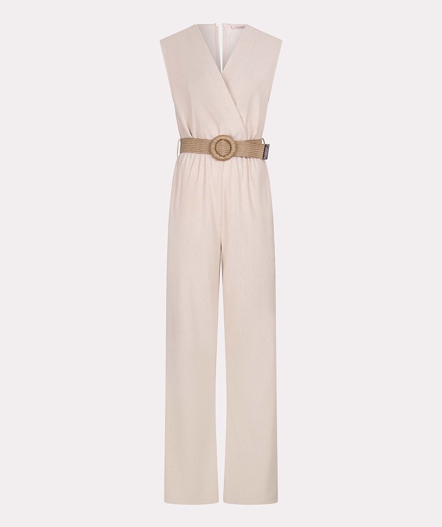 Esqualo Light Sand Fancy Crinkle Jumpsuit