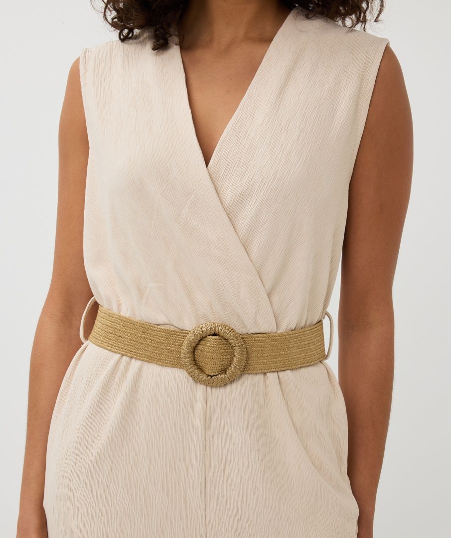 Esqualo Light Sand Fancy Crinkle Jumpsuit