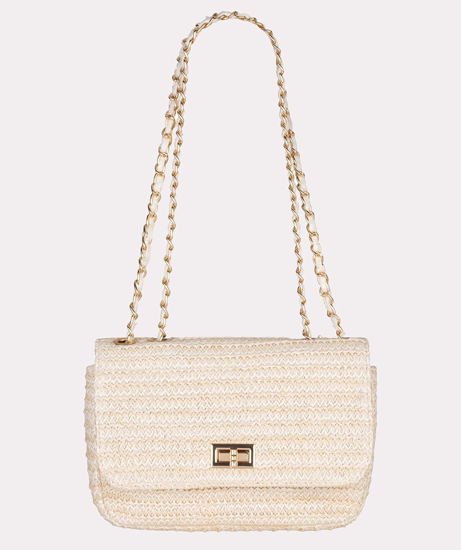 Esqualo Off White Tweed Shoulder Bag