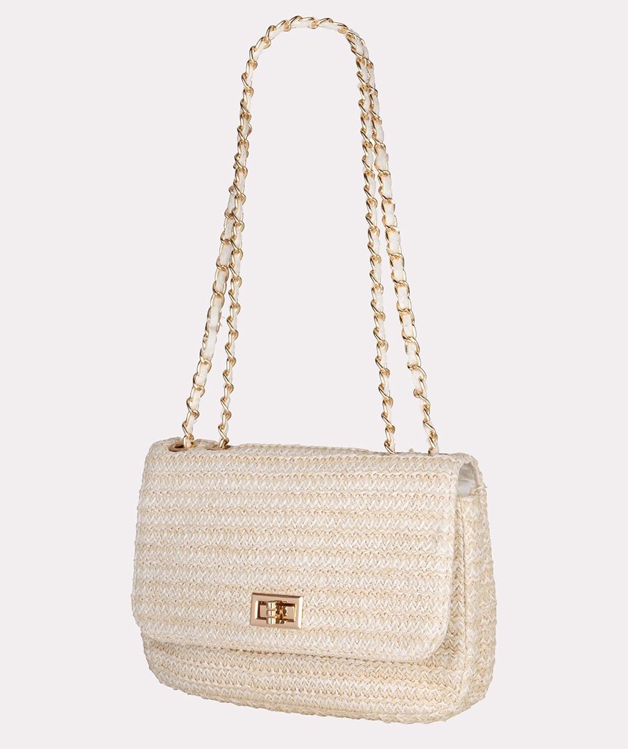 Esqualo Off White Tweed Shoulder Bag