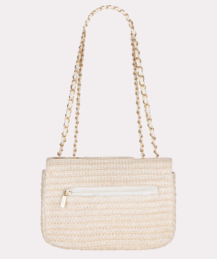 Esqualo Off White Tweed Shoulder Bag