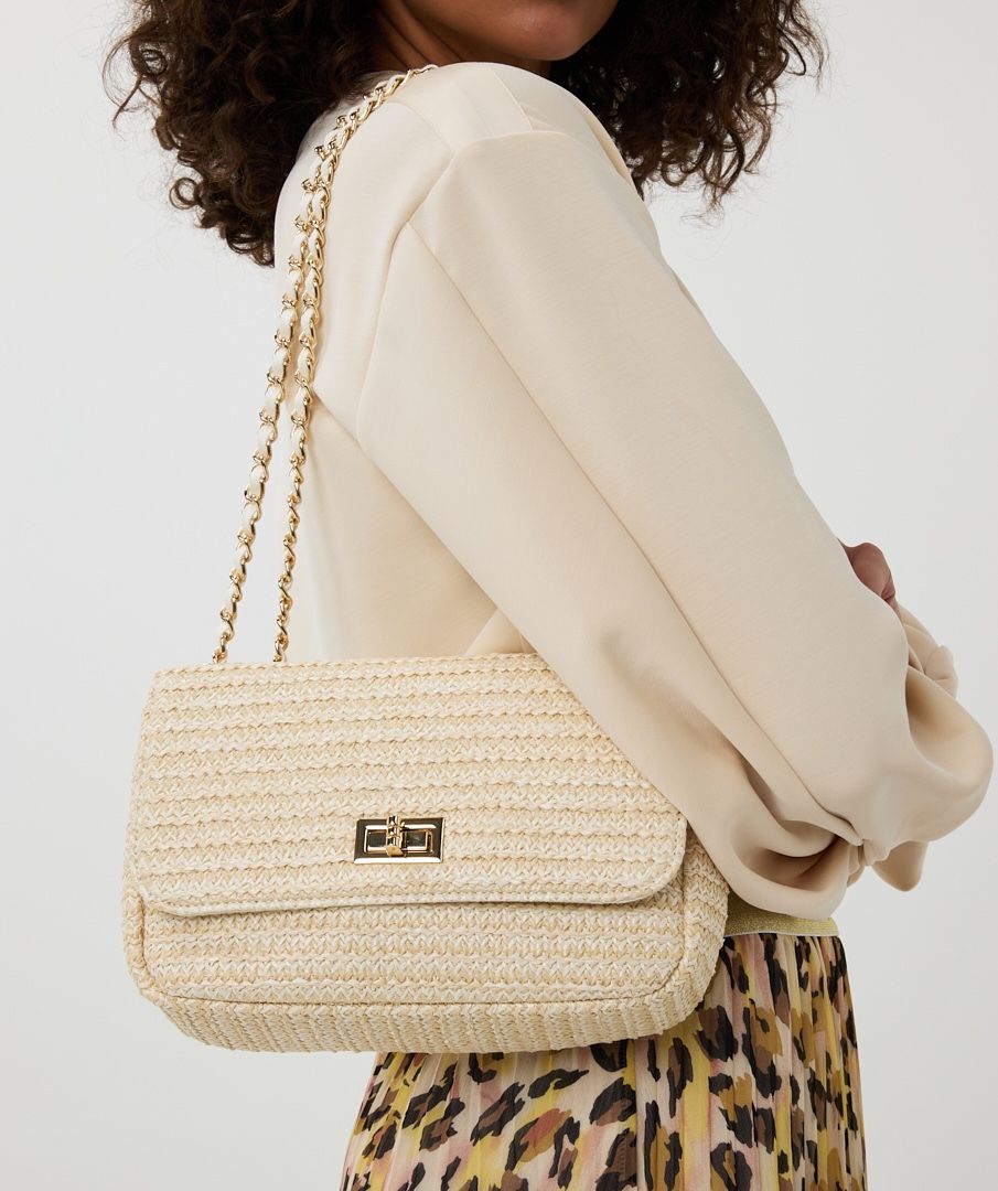 Esqualo Off White Tweed Shoulder Bag