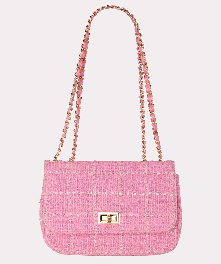 Esqualo Shoulder Rose Tweed Bag