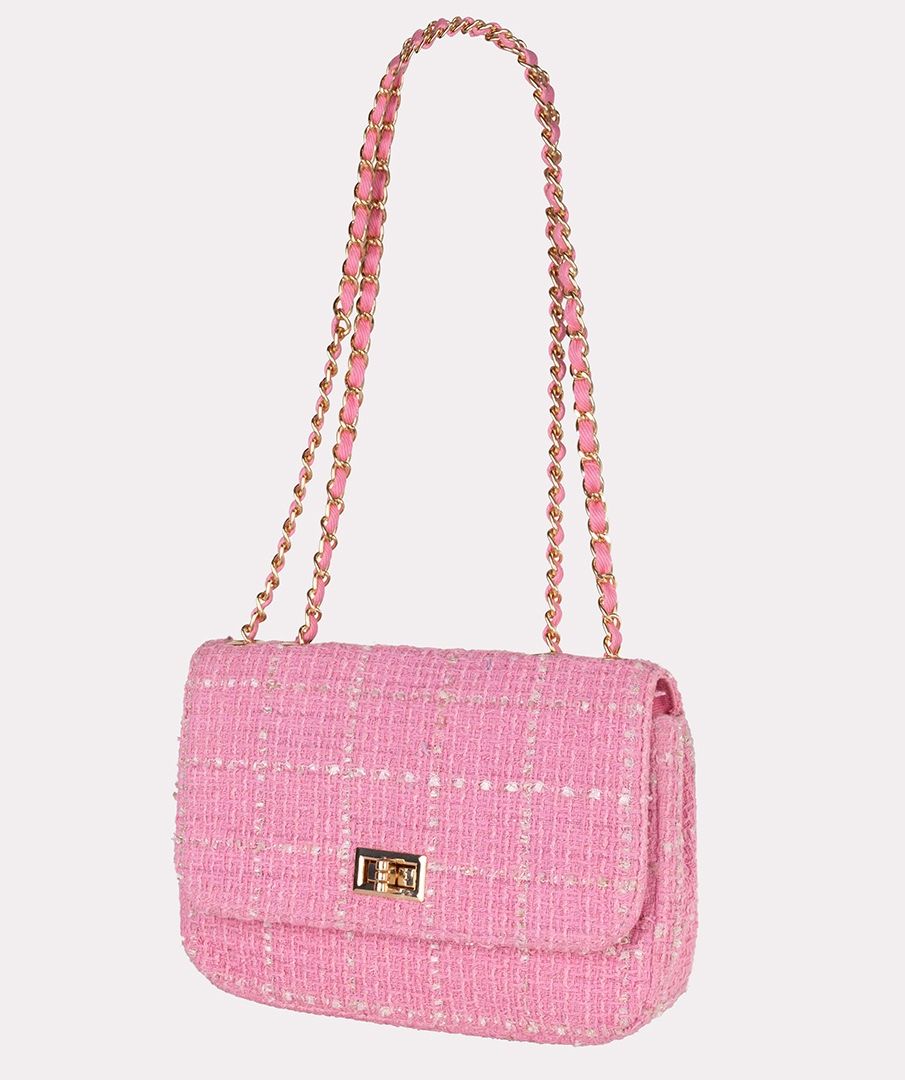 Esqualo Shoulder Rose Tweed Bag