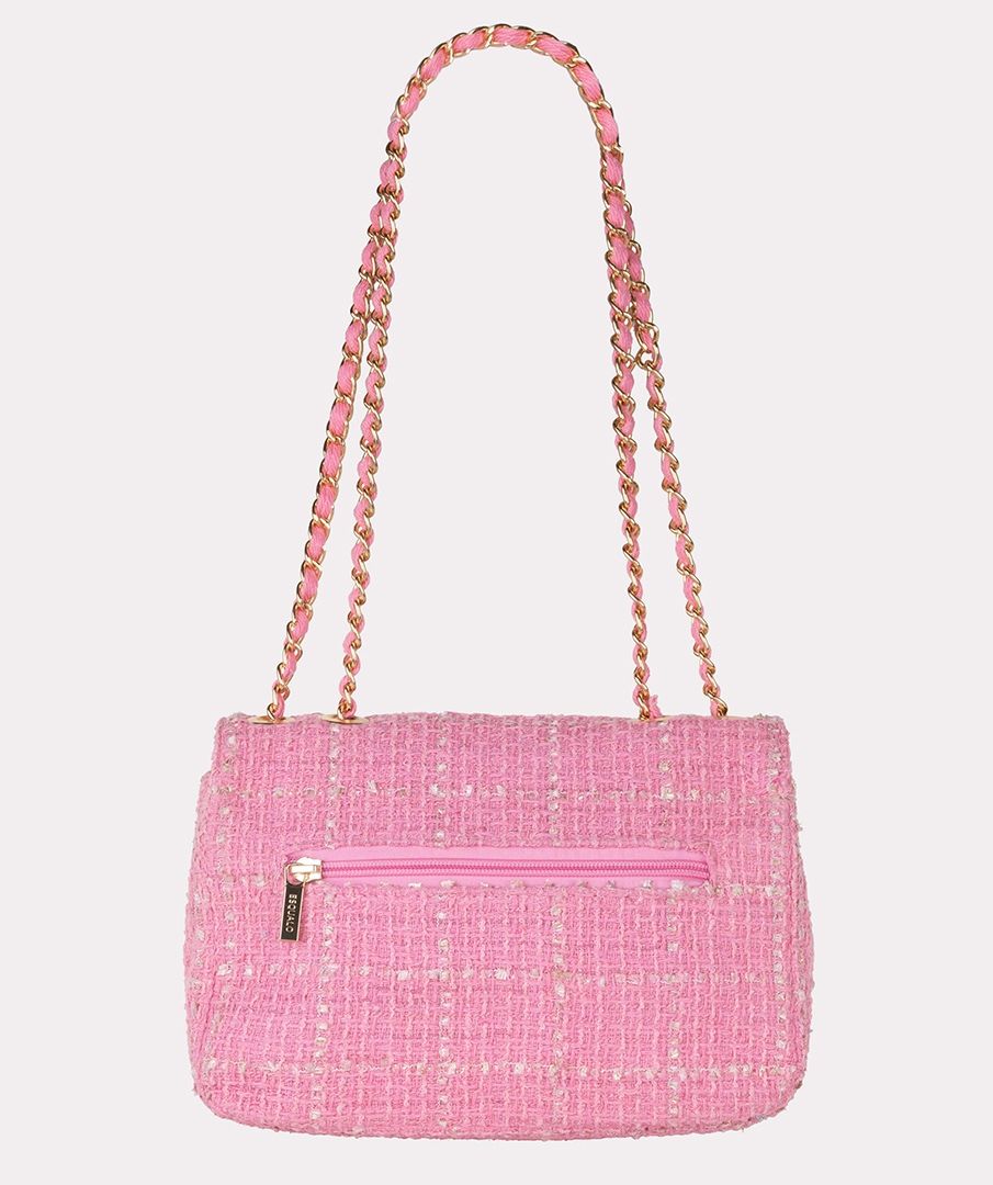 Esqualo Shoulder Rose Tweed Bag